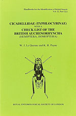 LE QUESNE, W.J. & PAYNE, K.R. (1980): Cicadellidae (Typhlocybinae) with a check list of the British Auchenorhyncha (Hemiptera, Homoptera). Handbooks for the Identification of British Insects, 2(c)